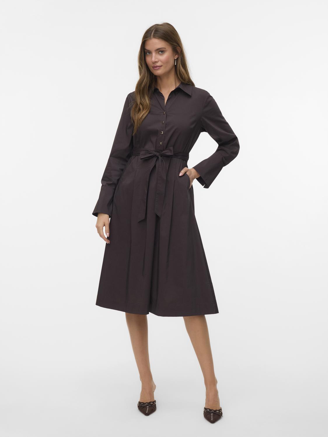 Vmfriba Ls Calf Dress Wvn Ga Mørkebrun