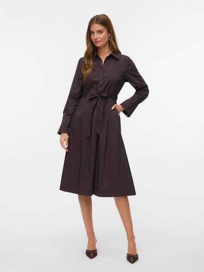 Vmfriba Ls Calf Dress Wvn Ga Mørkebrun