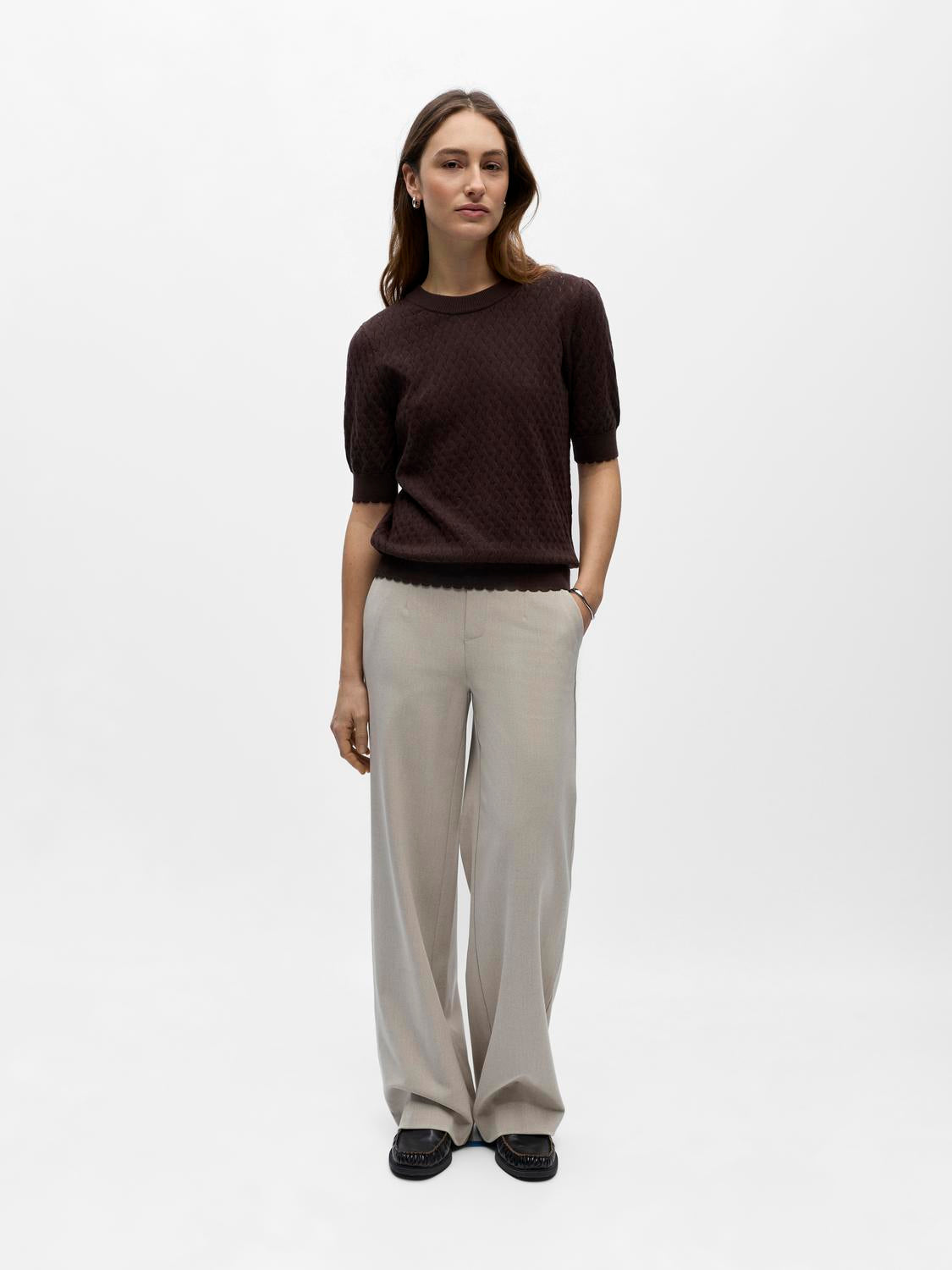 Objflauny S/s Re Knit Top 143 Brun