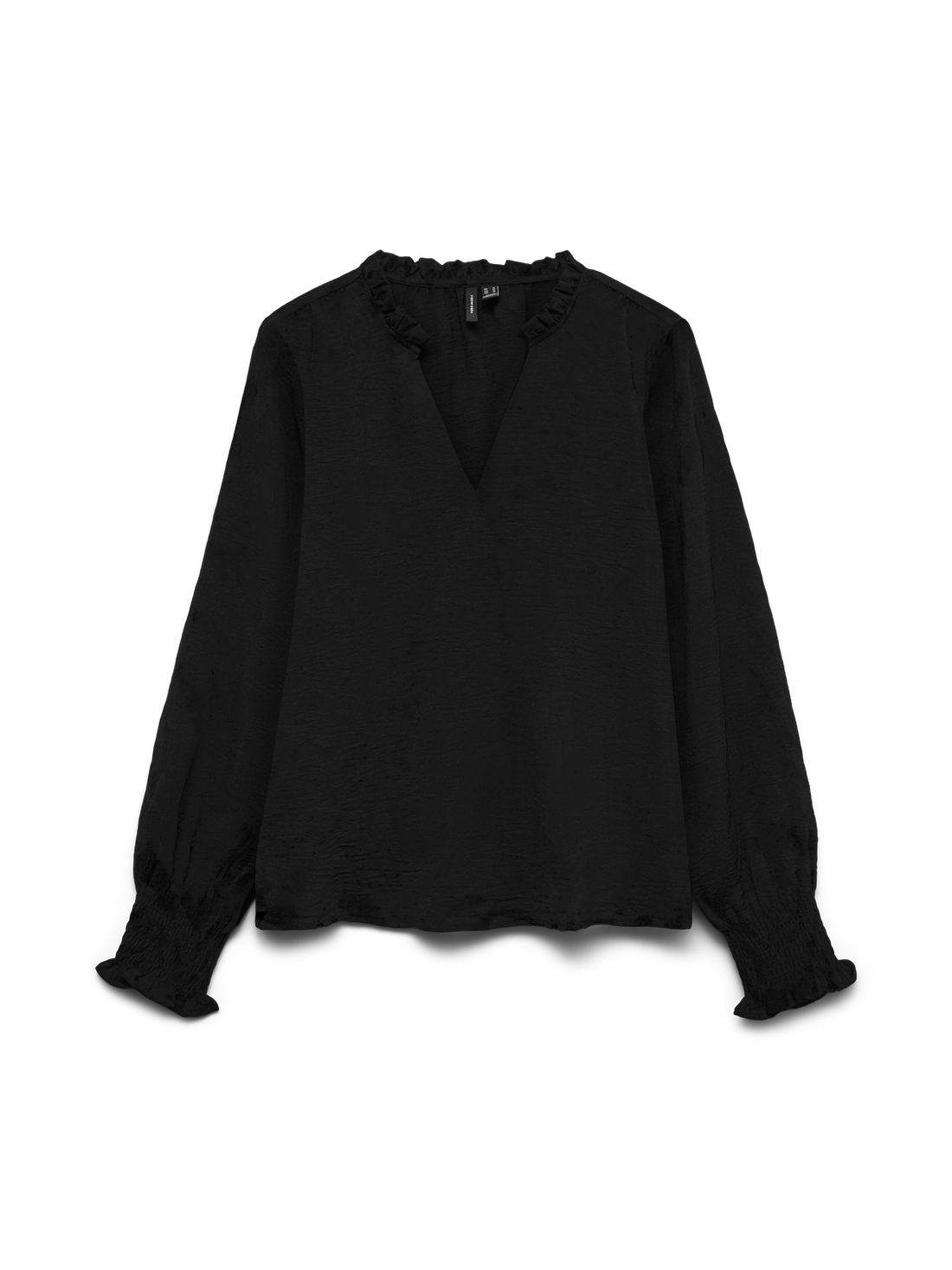 Vmcarla Foil L/s V-Neck Top Wvn Ga Sort