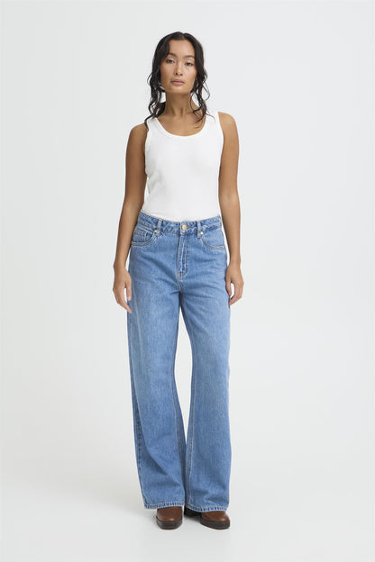 Pzapril Uhw Jeans Wide Leg Blå
