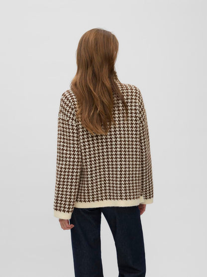 Vmcomo Ls Funnelneck Pullover Prm Grå