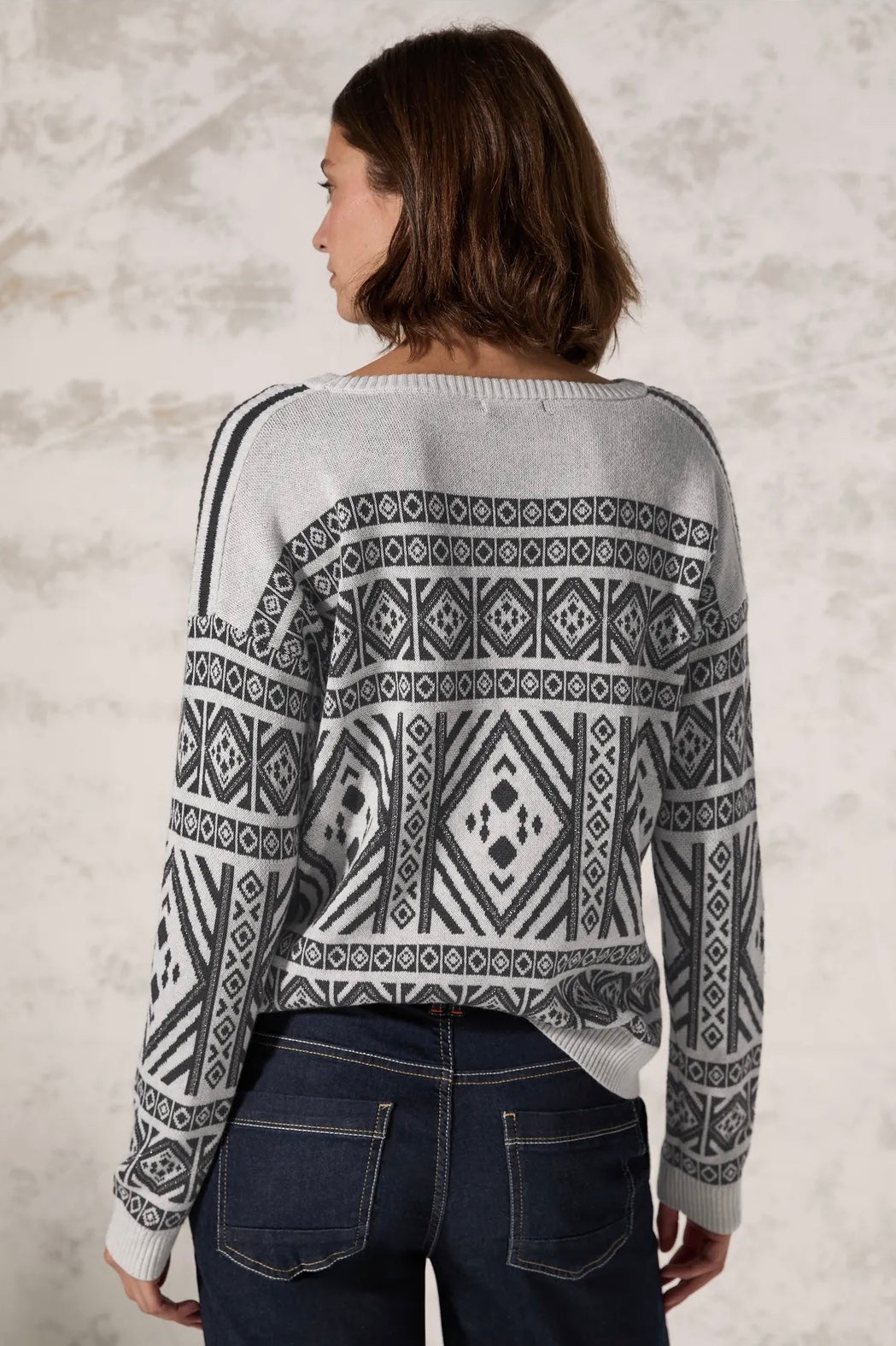 AOP BOATNECK JACQUARD Grå