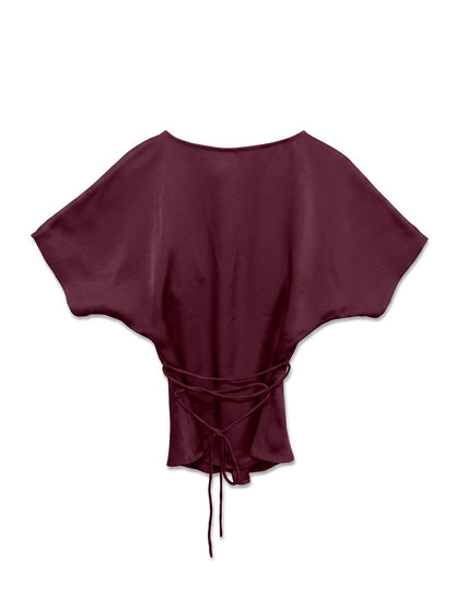 Vmmiro Ss Waist Tie Top Wvn Ret Burgunder