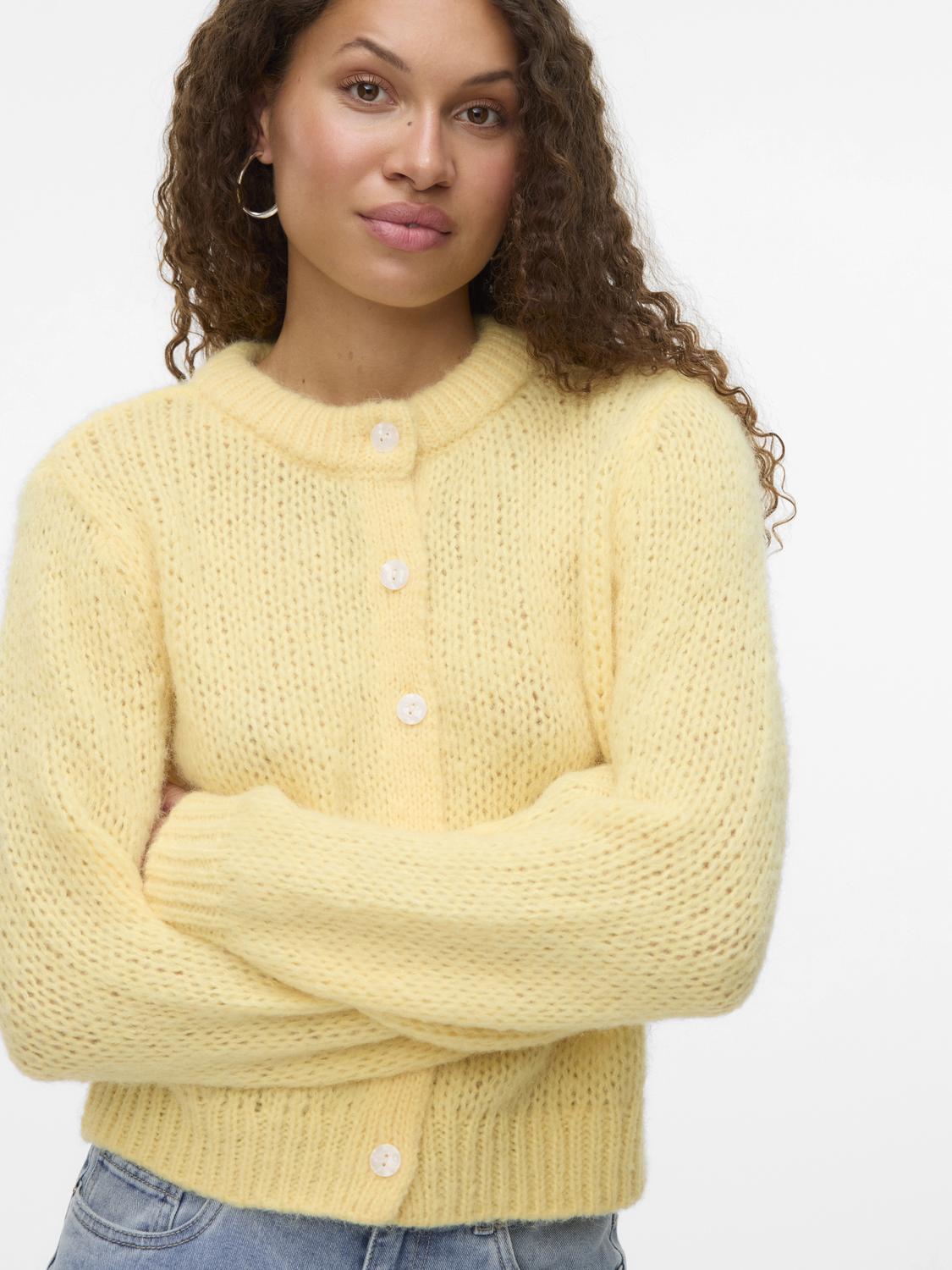 VMWILO LS O-NECK CARDIGAN EXP Mellomgul