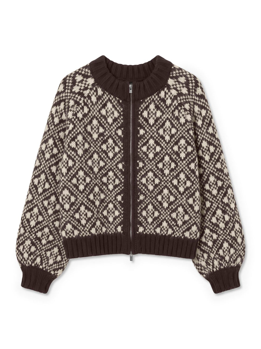 Vminga Ls O-Neck Zip Cardigan Lcs Brun