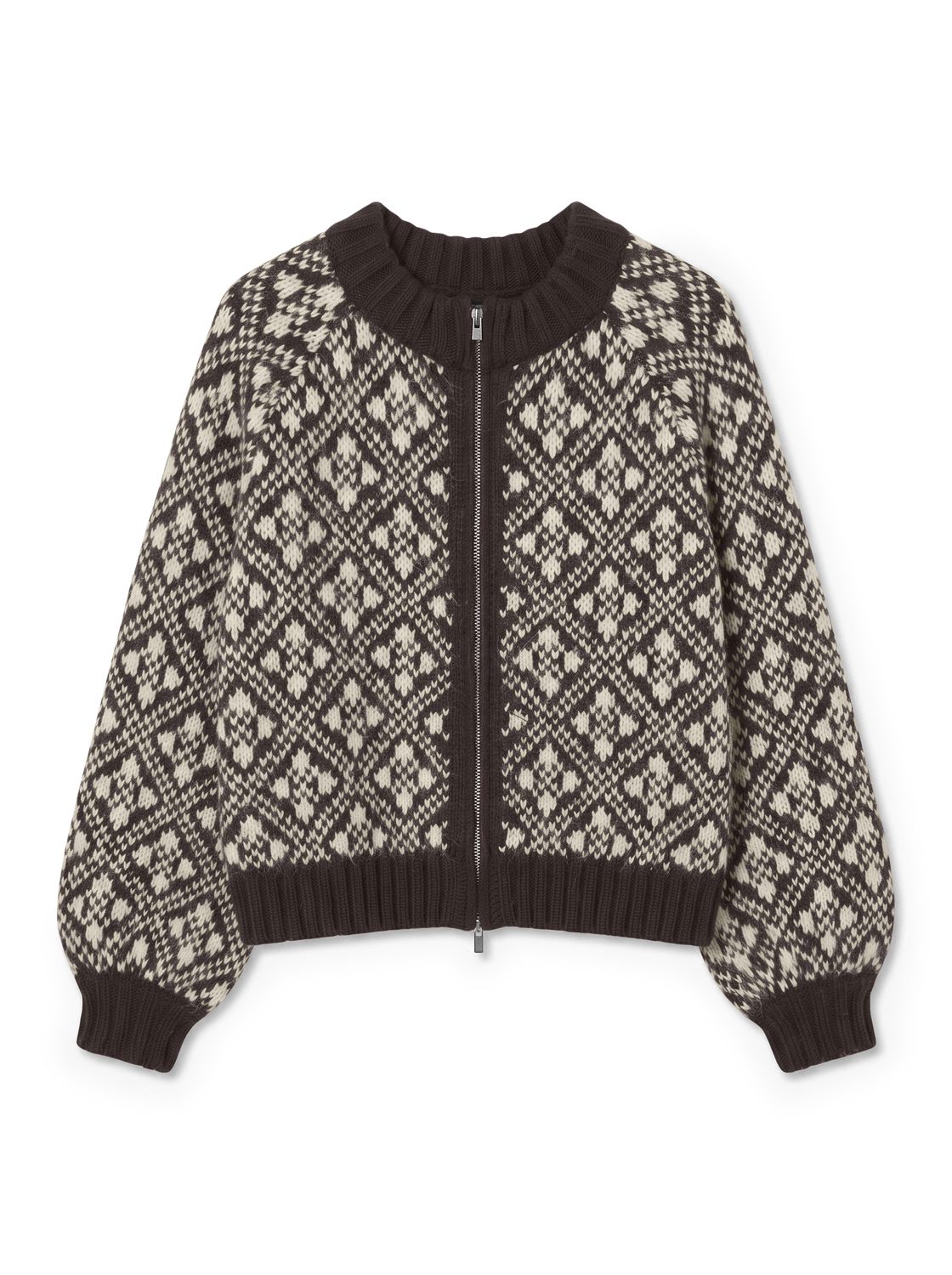 Vminga Ls O-Neck Zip Cardigan Lcs Brun