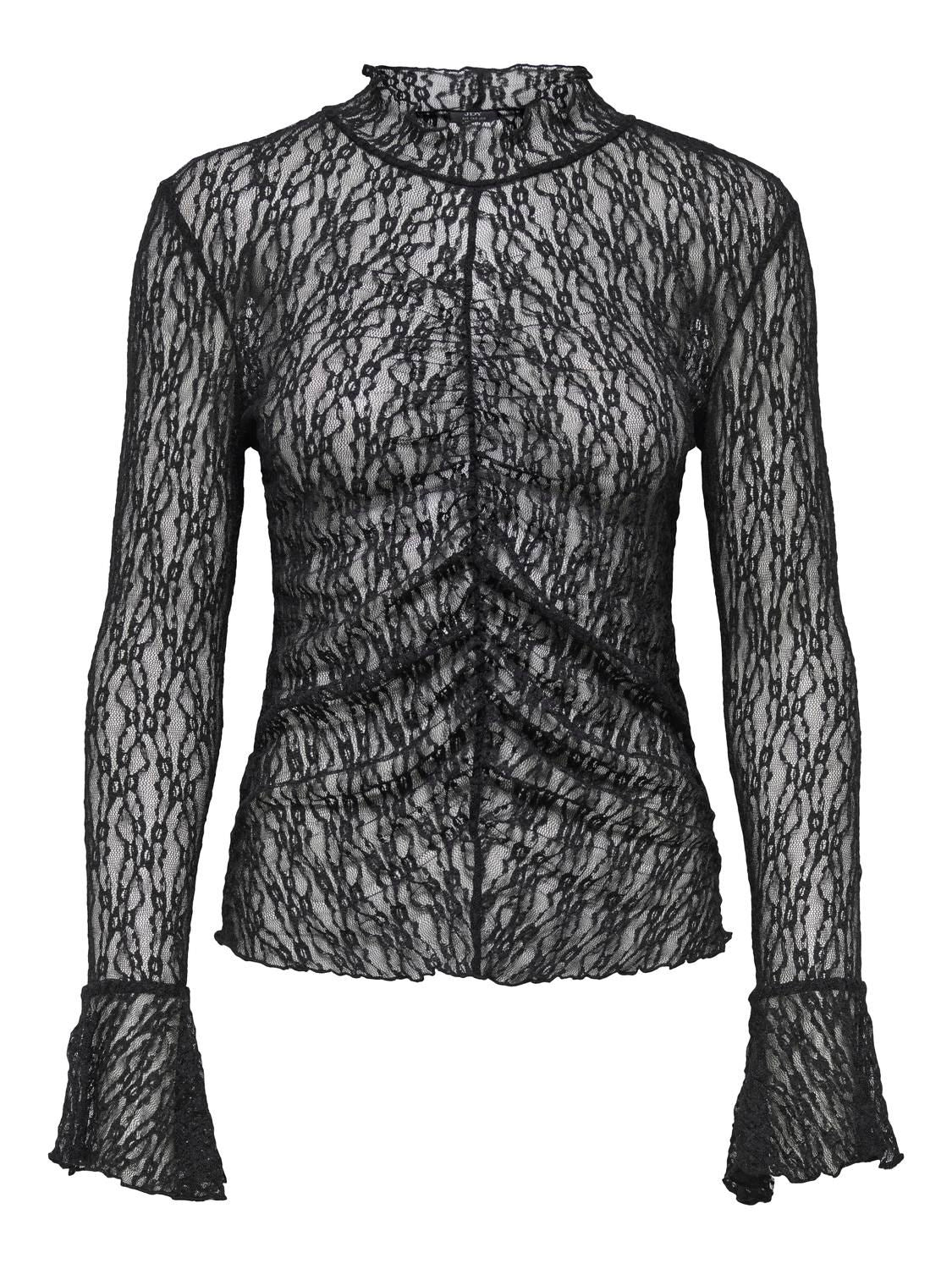 Jdylala L/s High Neck Lace Top Jrs Sort