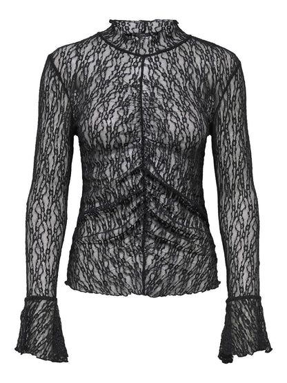 Jdylala L/s High Neck Lace Top Jrs Sort