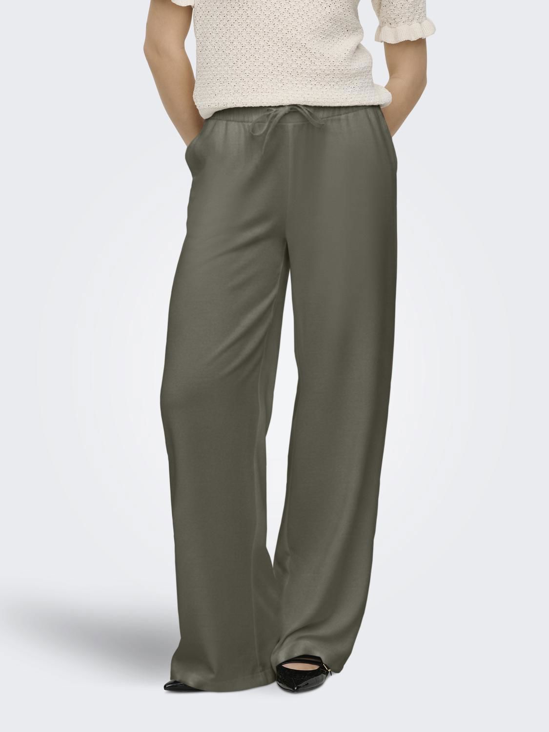 Onlaris Life Sl Tie Neck Top Wvn Cc Grønn