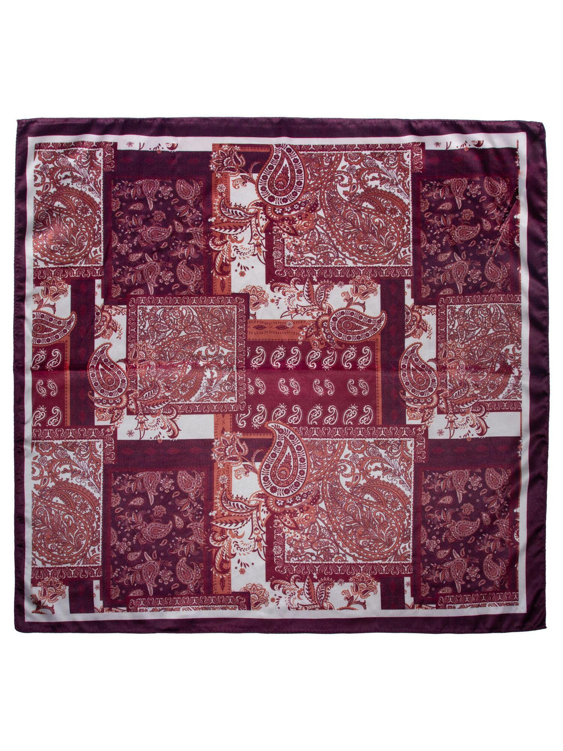 Skjerf paisley 70x70 Vinrød