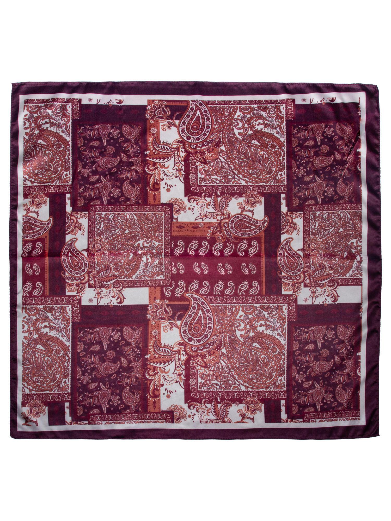 Skjerf paisley 70x70 Vinrød