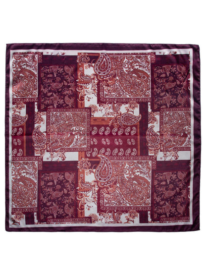 Skjerf paisley 70x70 Vinrød