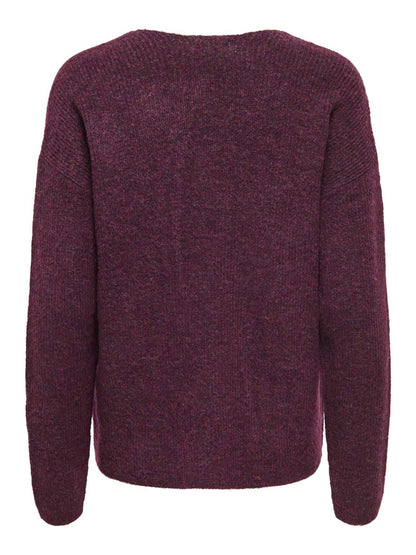 Onlcamilla V-Neck L/s Pullover Knt Noos Burgunder