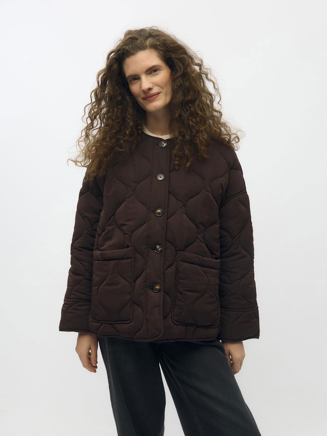 Objallie Ls Lo Quilted Jacket Noos Brun
