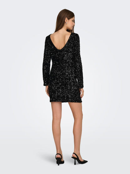 Onlconfidence L/s Deep Sequins Dressjrs. Svart