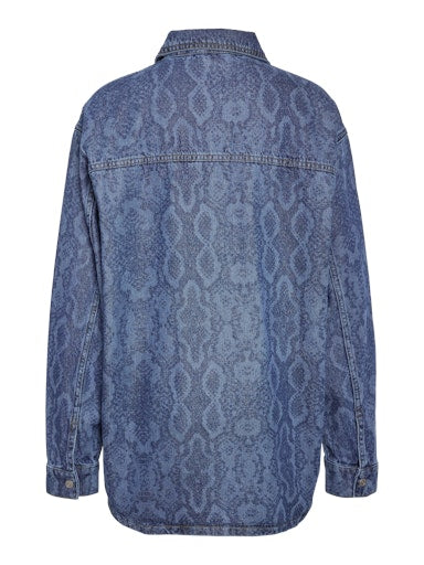 NMALVA SNAKE DENIM SHIRT Blå