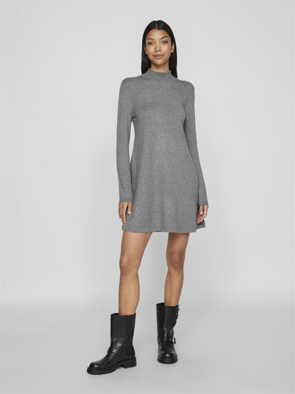 VICOMFY A-LINE ROLLNECK KNIT DRESS/SU/PB Grå