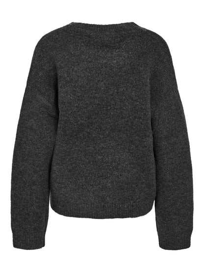 NMCHRISSY L/S O-NECK BOW KNIT FWD Grå