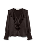 Awbea Ls V-Neck Frill Blouse Mørkebrun