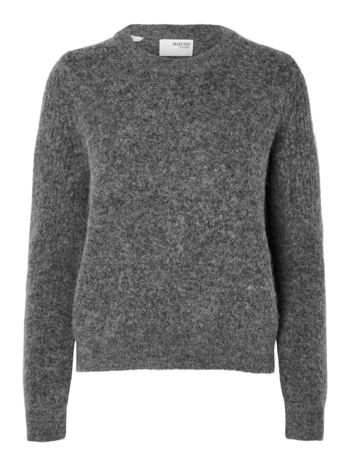 SLFSIA RAS LS KNIT O-NECK NOOS Medium Grey Melange