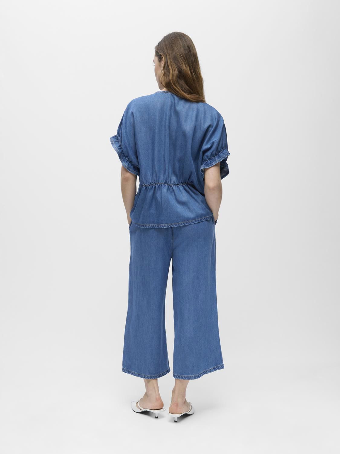 Objframe 2/4 V-Neck Re Top Noos Blå