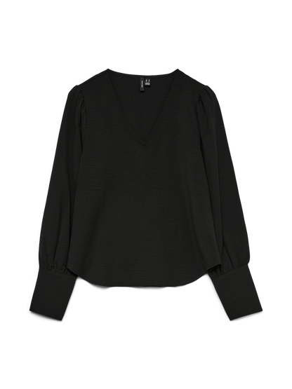 Vmesme Ls V-Neck Top Wvn Ga Svart