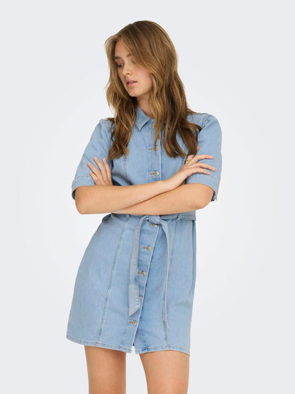 Onlvibbe Ss Belt Dnm Dress Akm Blå