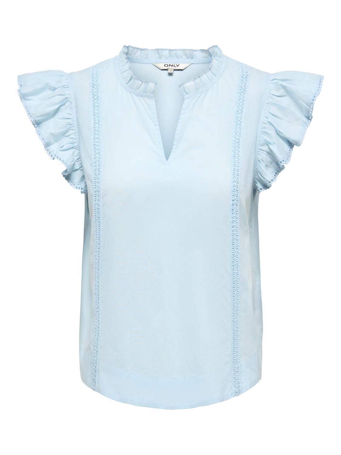 Onltea-Idris S/l Frill Tape Top Wvn Blå