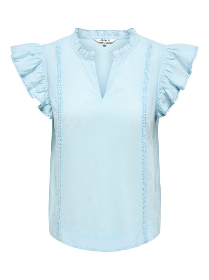Onltea-Idris S/l Frill Tape Top Wvn Blå