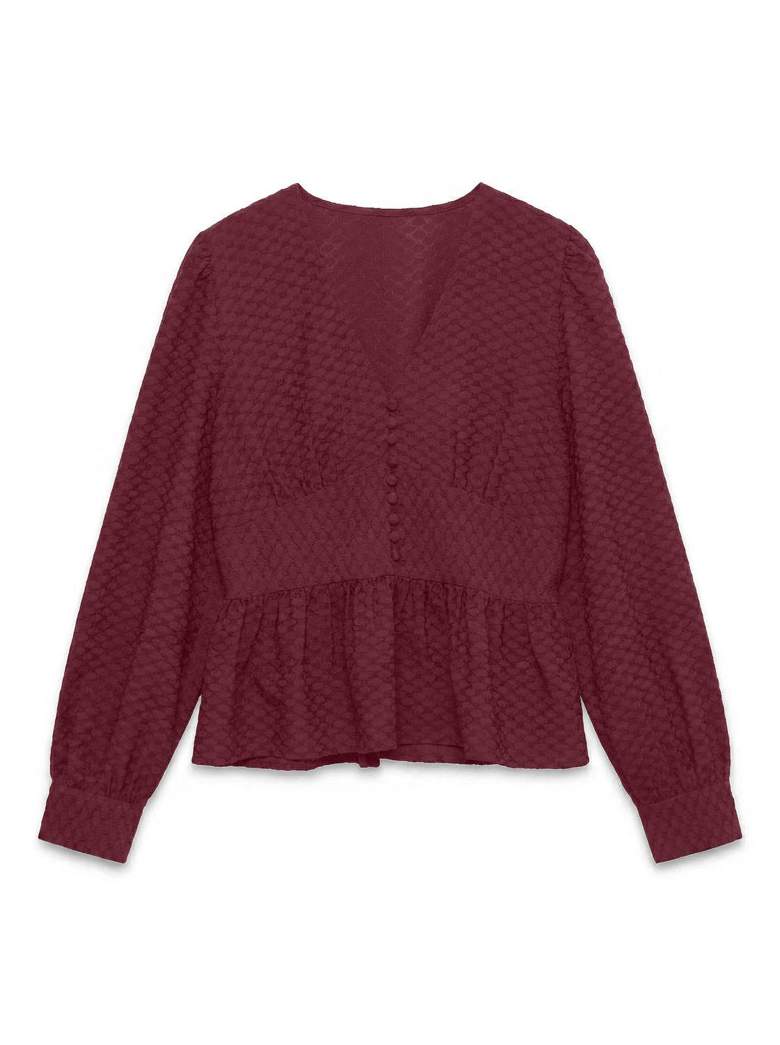 Vmaugusta Ls Button Top Wvn Burgunder