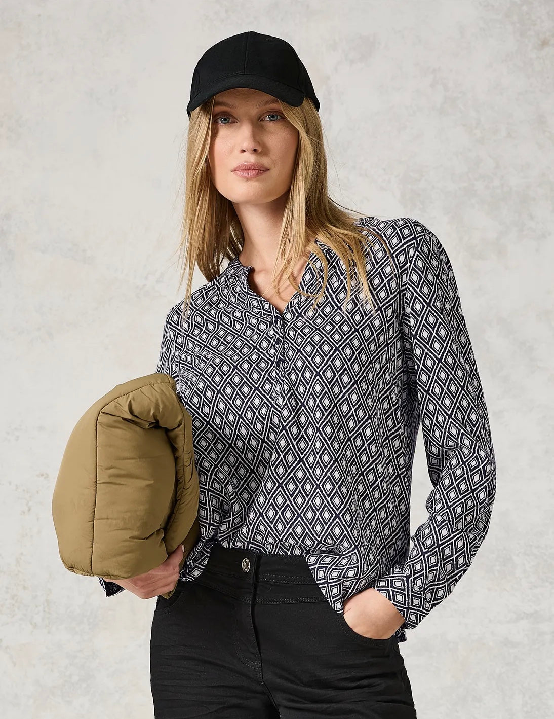 Minimal print blouse Grå