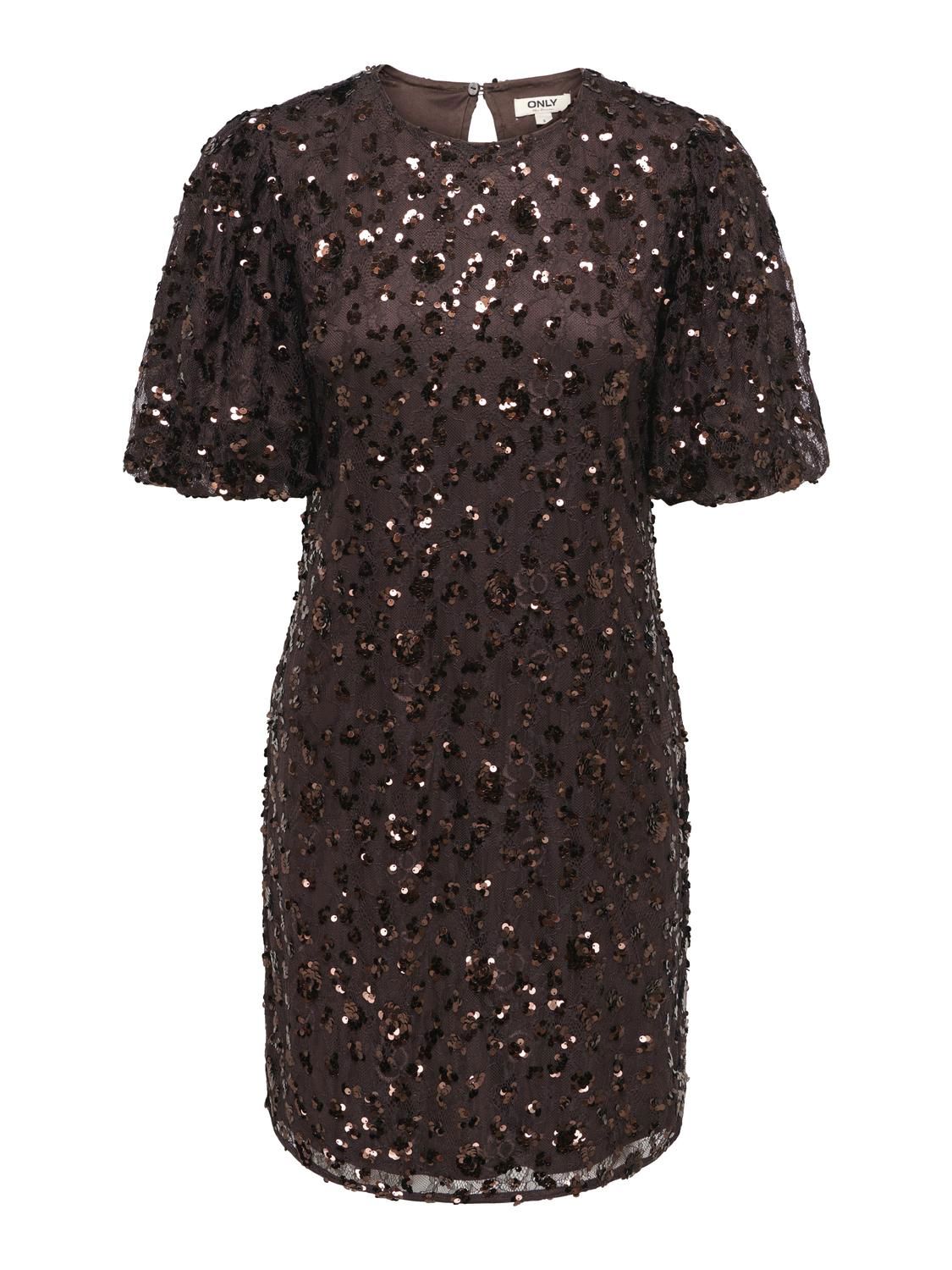 Onlcely S/s Sequins Short Dress Wvn Brun