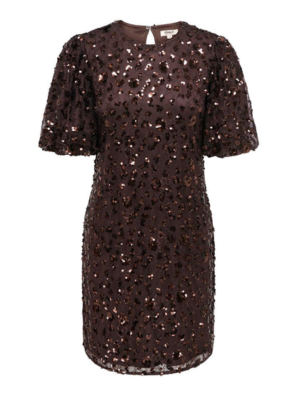 Onlcely S/s Sequins Short Dress Wvn Brun