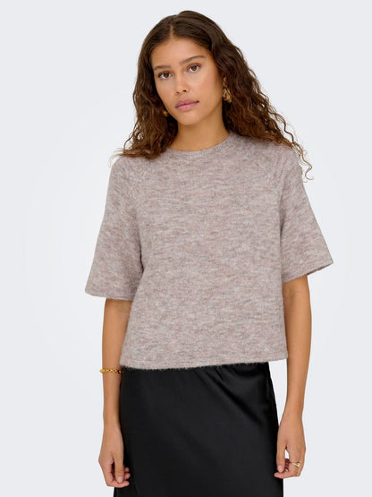 Onlazu 2/4 Raglan O-Neck Knt Beige
