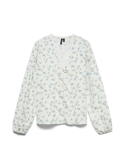 Vmaya Sofia Ls V-Neck Top Wvn Hvit