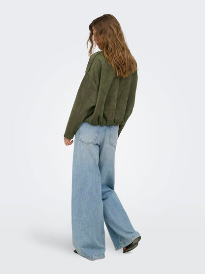Onlmoon-Stina Faux Suede Bomber Pnt Noos Grønn
