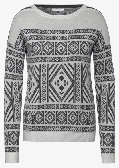 AOP BOATNECK JACQUARD Grå