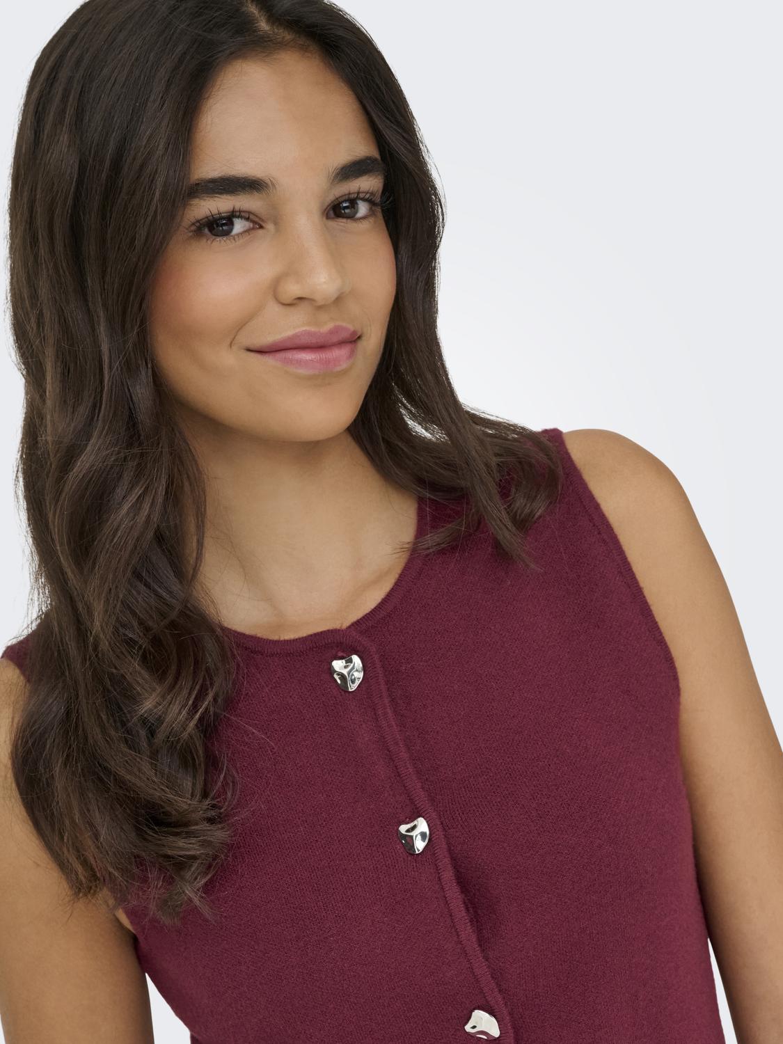 Onlibi Button Sl Vest Cc Knt Burgunder