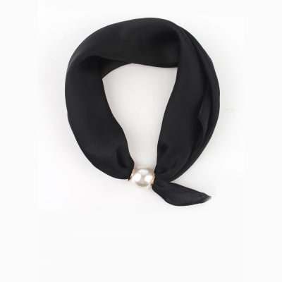 SOLID COLOUR SCARF&amp;PEARL Svart