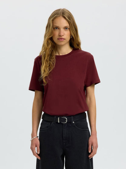 Slwmyessential Ss O-Neck Tee Noos Burgunder