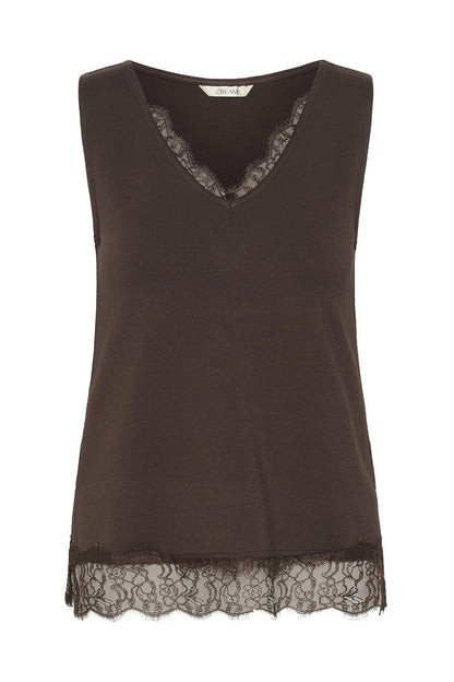 Cralvaia Jersey Lace Top Brun