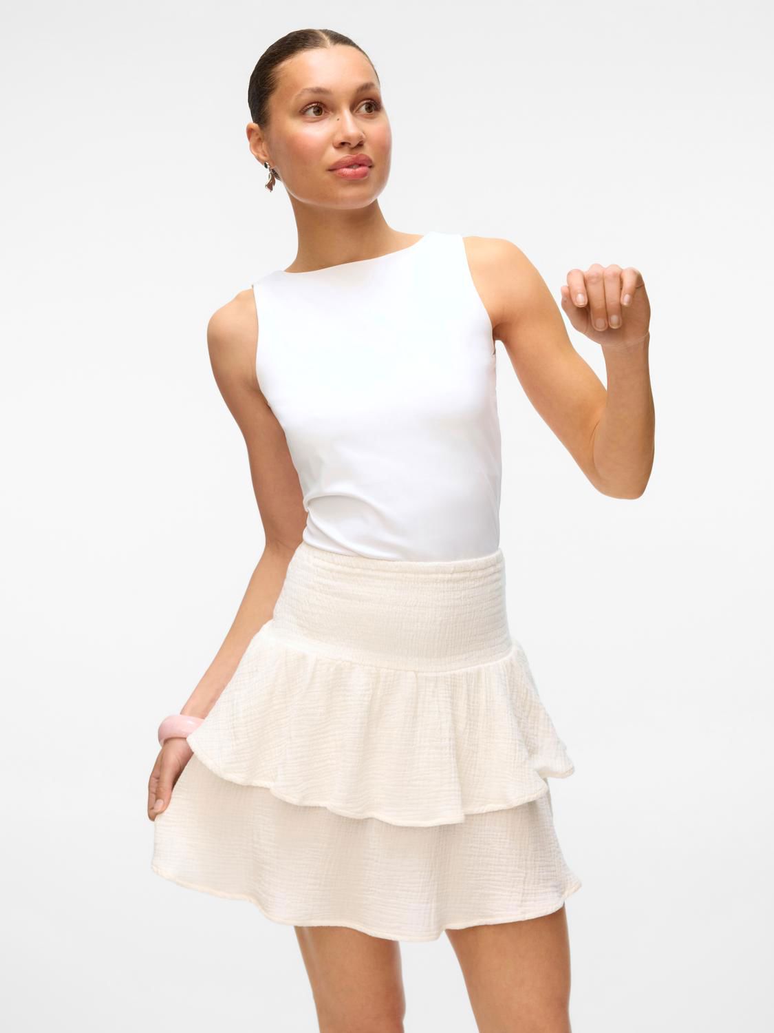 Vmnatali Hw Smock Short Skirt Wvn Noos Hvit