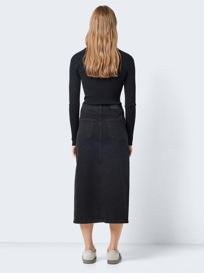 NMKATH NW SLIT MIDI SKIRT Svart