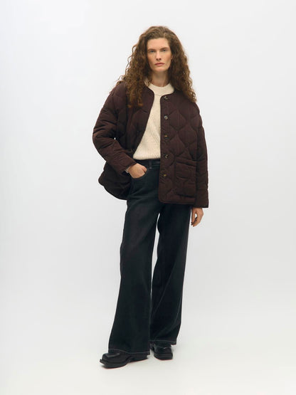 Objallie Ls Lo Quilted Jacket Noos Brun
