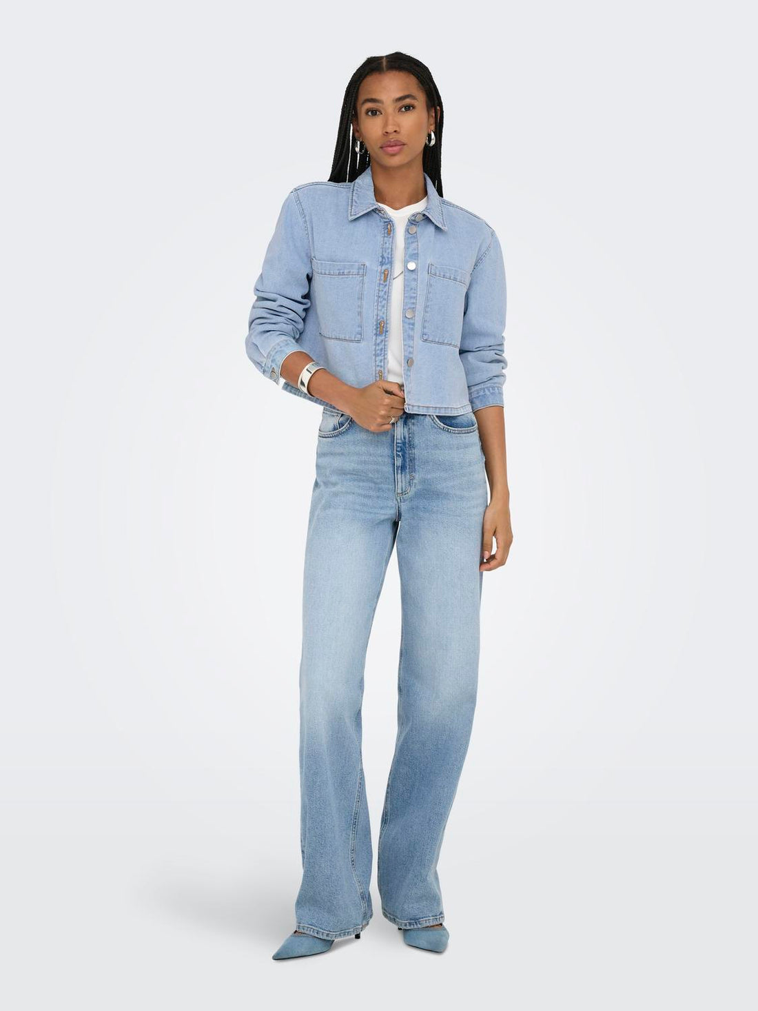 Jdymarly L/s Boxy Shacket  Dnm Noos Blå