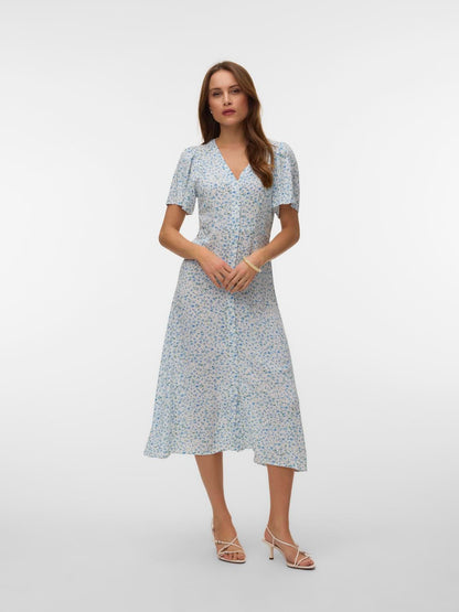 Vmalba Ss Calf Dress Wvn Noos Blå