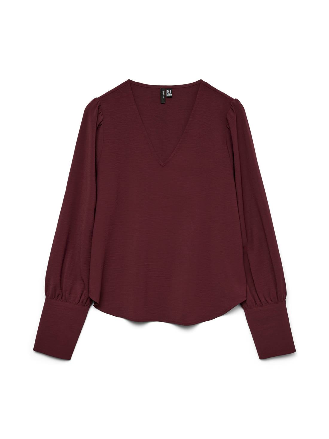 Vmesme Ls V-Neck Top Wvn Ga Burgunder