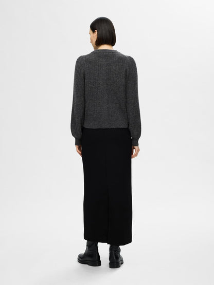 SLFLULU LS STRUCTURE KNIT CARDIGAN Volcanic Ash