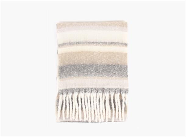 MANZINI Fluffy Horizontal Stripes Scarf Off-White